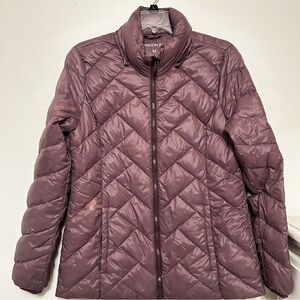 London Fog Women's Down Quilted Puffer Jacket - Mauve Women’s Size Medium
